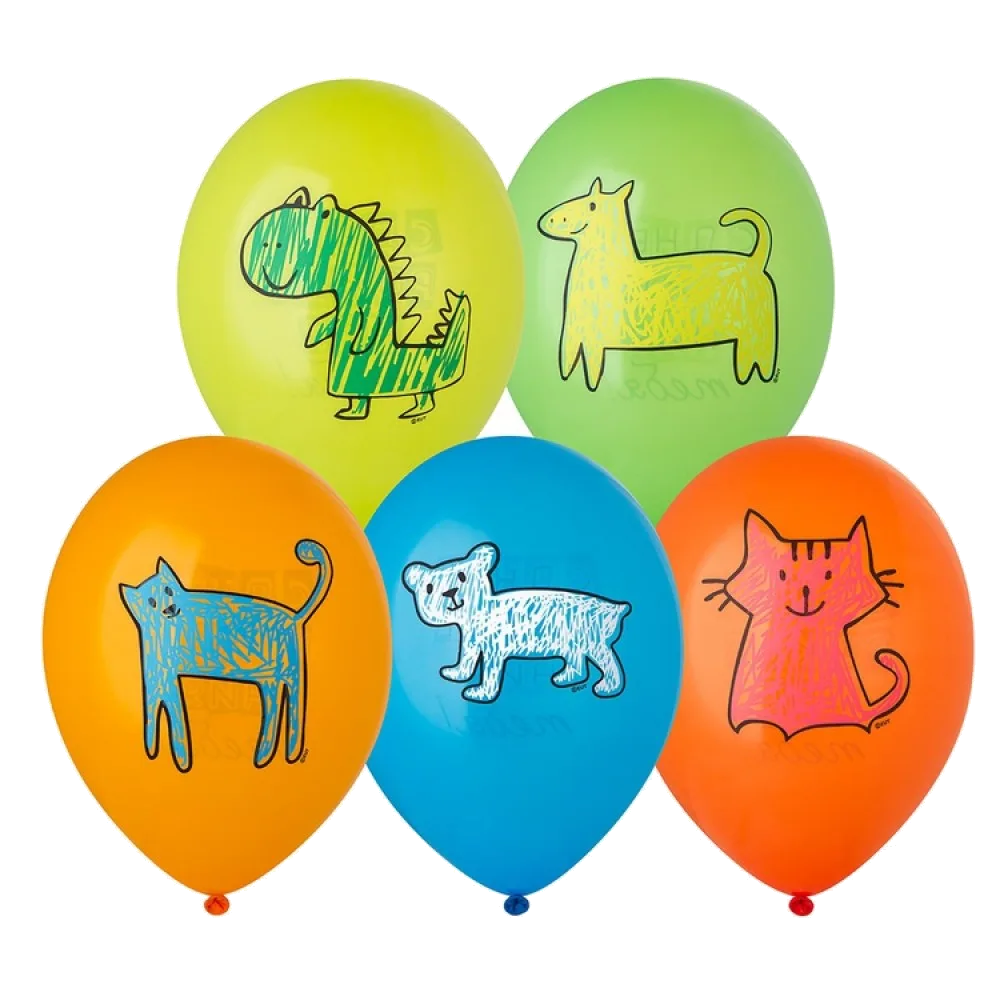 Шар: Шар (14"/36 см) С ДР Тебя Зверюшки 2ц, 1 шт. Belbal (Бельгия)