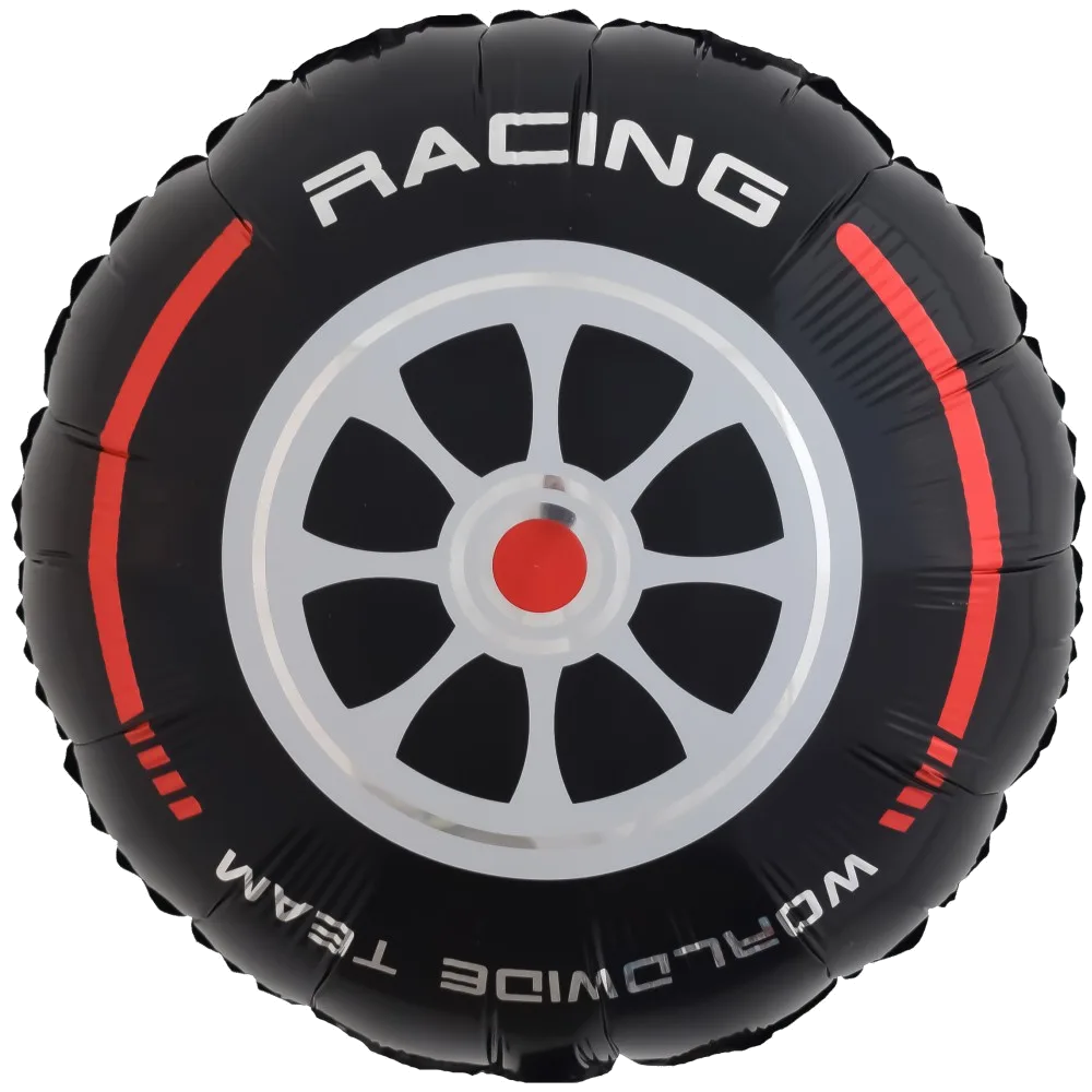 Шар: Шар (18''/46 см) Круг, Гоночное колесо, Черный/Красный, 1 шт. в уп.0.9 П