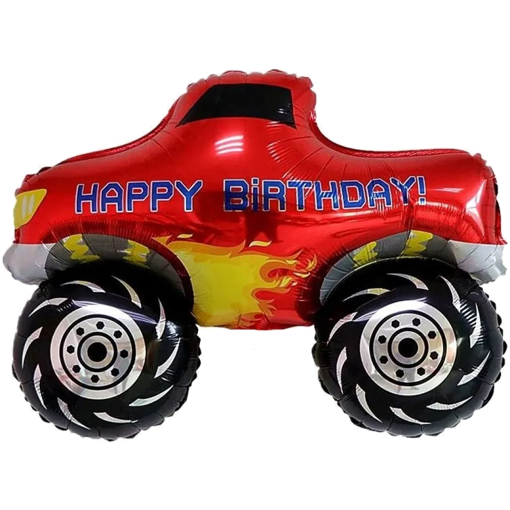 Шар: Шар (30''/76 см) Фигура, С Днем Рождения, Пикап Монстр-Трак, Красный