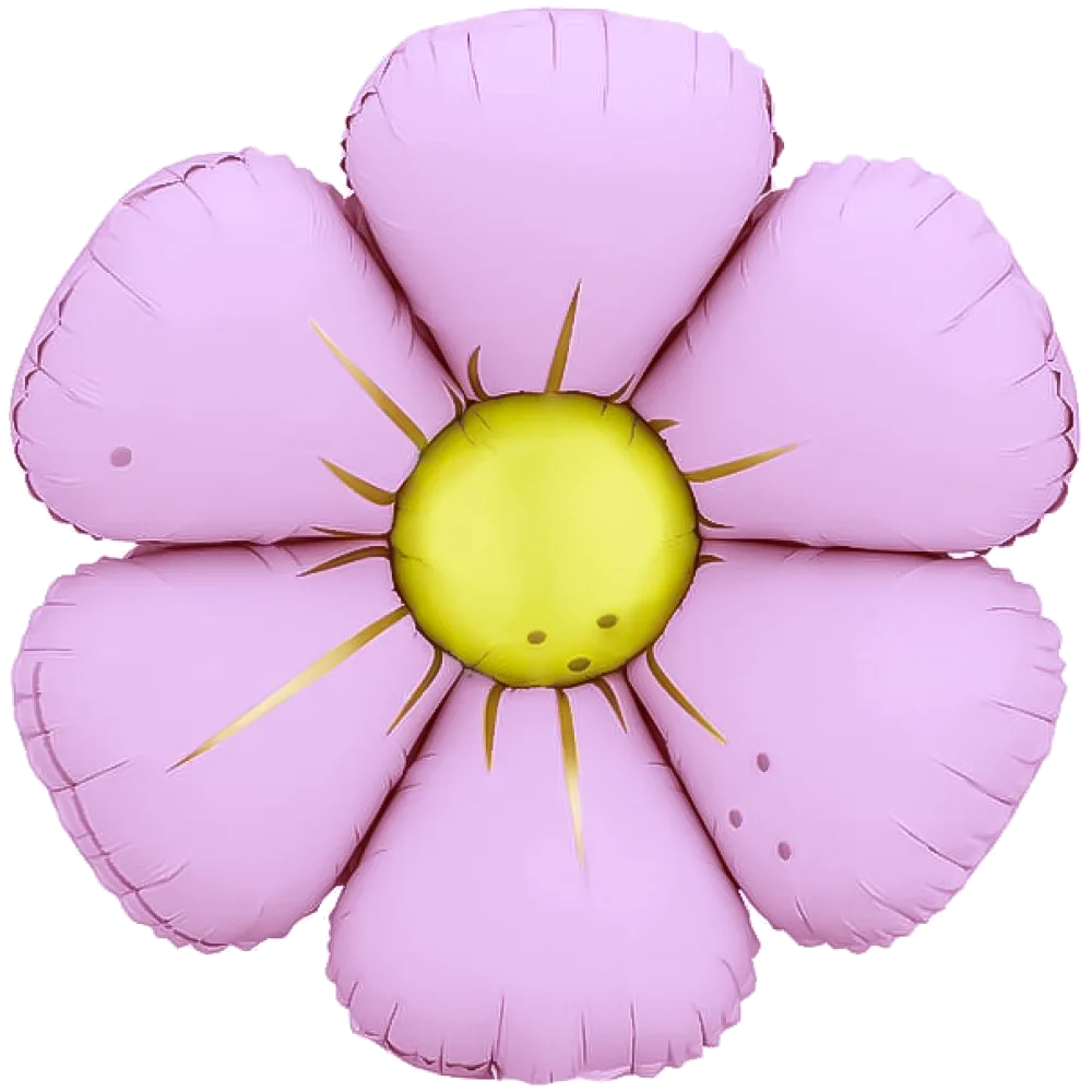 Шар: Шар (25''/64 см) Цветок, Ромашка (надув воздухом), Сиреневый, Сатин