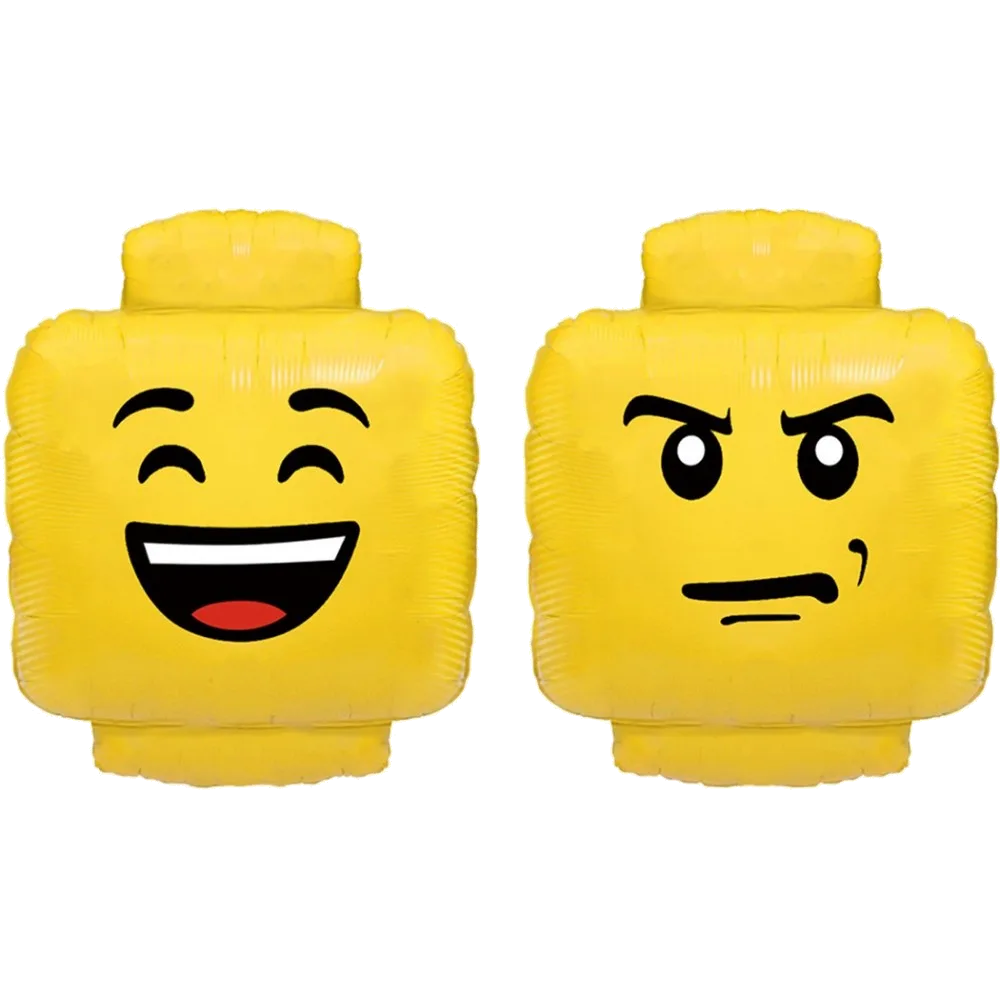 Шар: Шар (27''/69 см) Фигура, Конструктор лего Улыбка, Желтый, 1 шт. в уп. 1.7 П