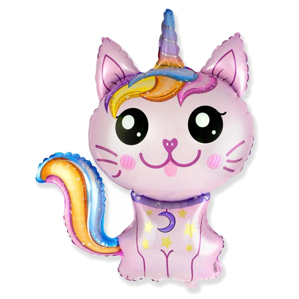 Шар: Шар (35''/89 см) Фигура, Котенок Единорог, Розовый, 1 шт. Flexmetal (Испания)