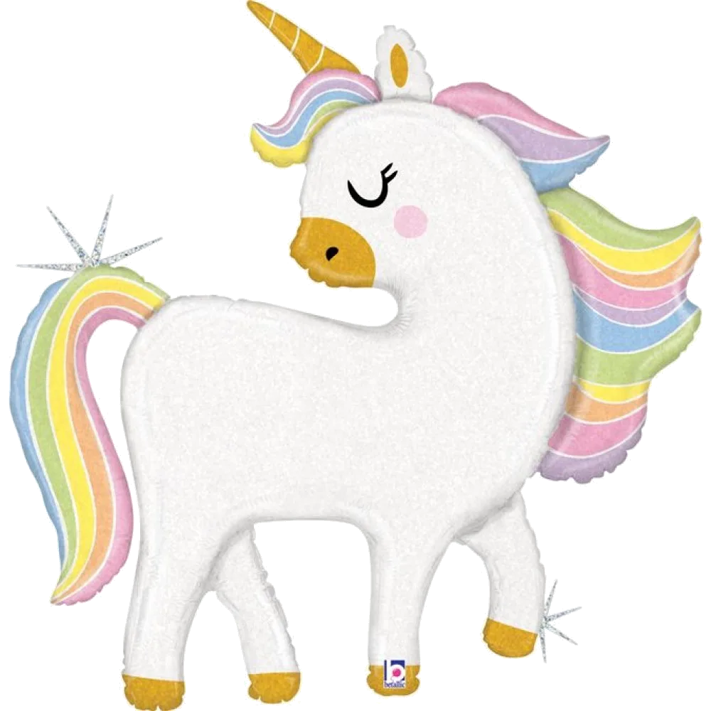 Шар: Шар (37''/94 см) Фигура, Волшебный единорог, Голография
