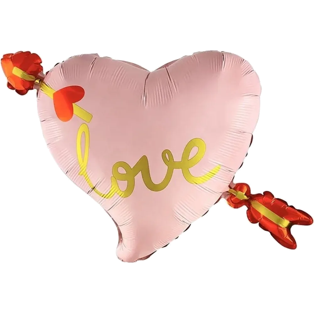 Шар: Шар (28''/71 см) Сердце, Любовь, Стрела Амура, Розовый, 1 шт.
