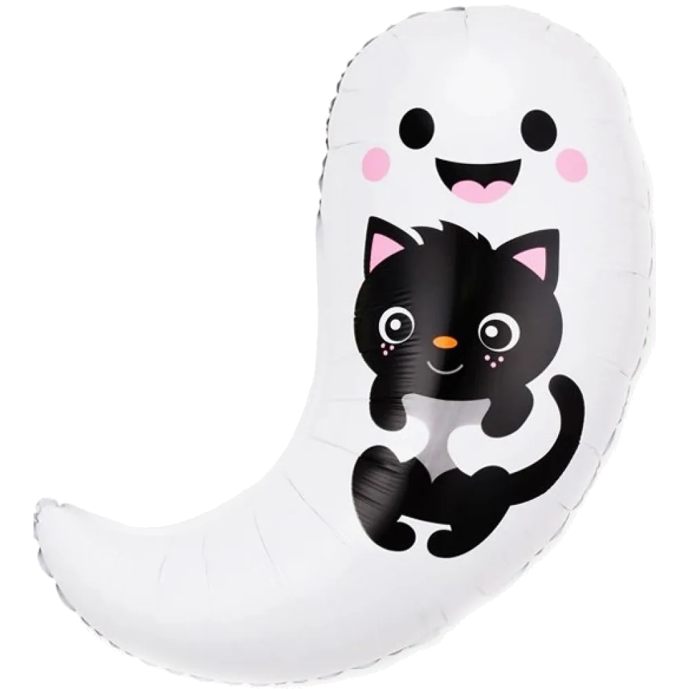 Шар: Шар (30"/76 см) Фигура Привидение с котенком, 1 шт.