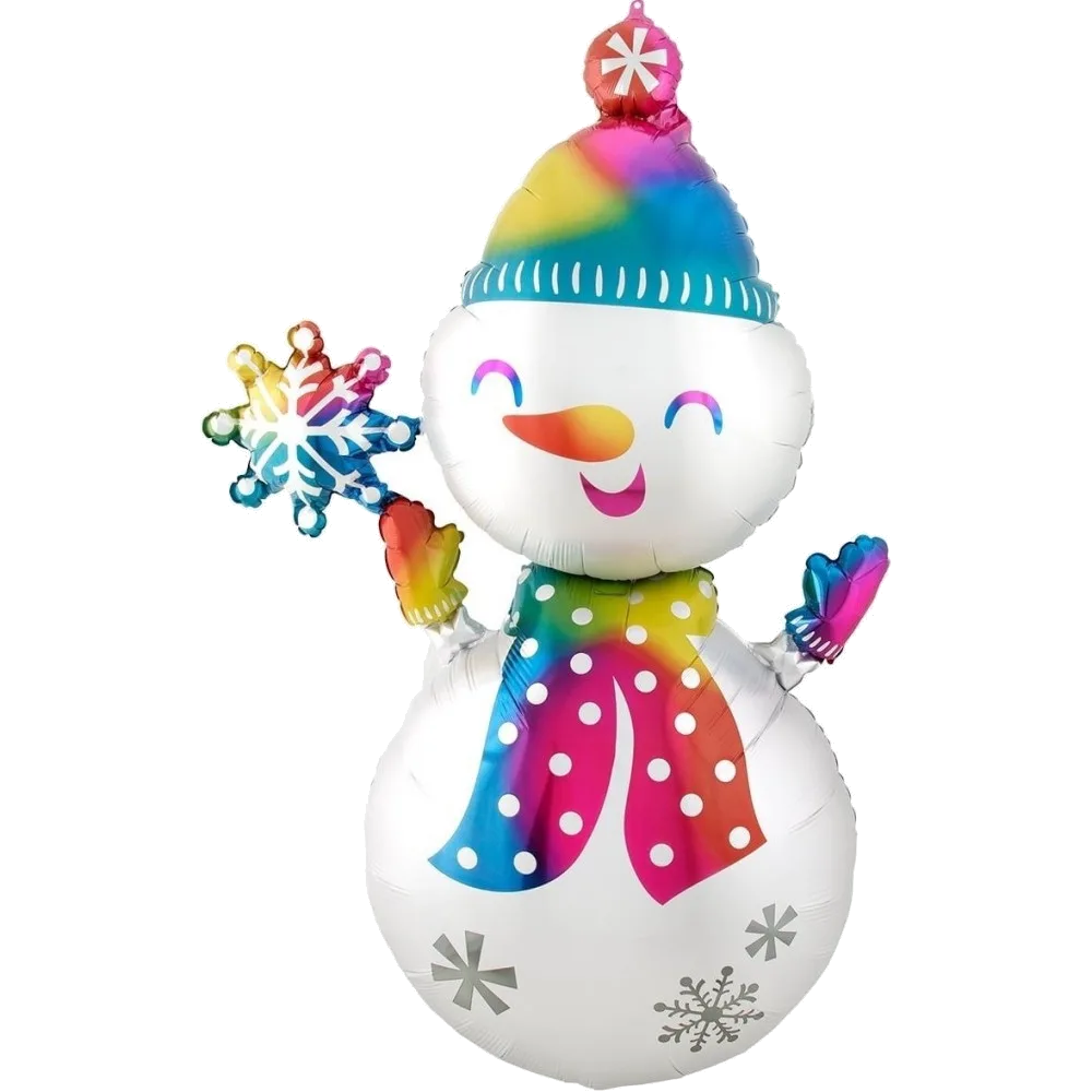 Шар: Шар (43''/109 см) Фигура, Снеговик в ярком шарфе, Градиент