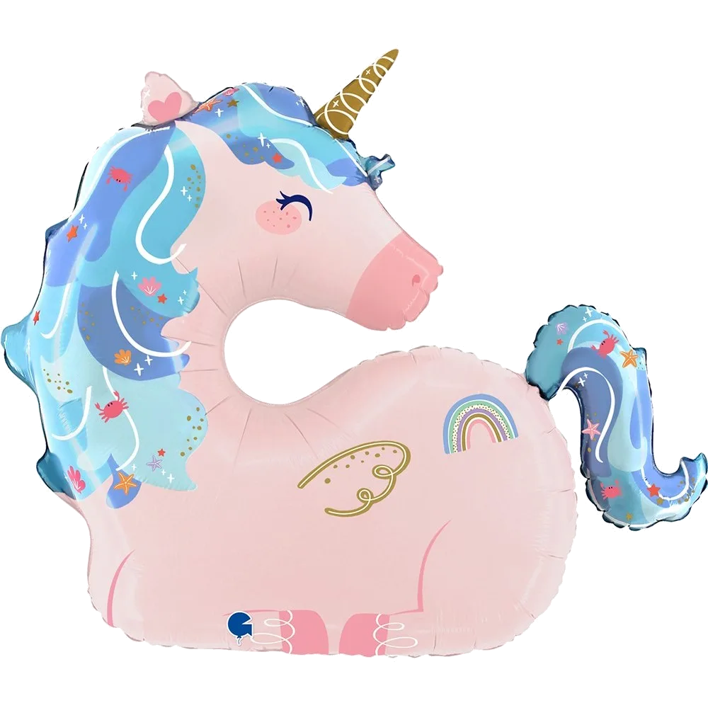 Шар: Шар (30''/76 см) Фигура, Морской единорог, Розовый, 1 шт. в уп. Grabo (Италия)3.1 П