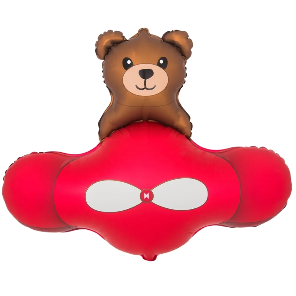 Шар: Шар (37"/94 см) Фигура, Мишка в самолете красном, 1 шт. в уп.