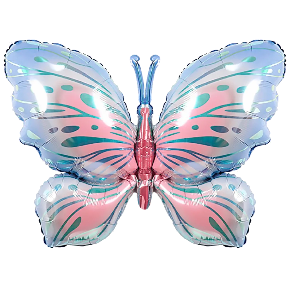 Шар: Шар (34''/86 см) Фигура, Воздушная бабочка, Голубой/Розовый, 1 шт. в уп. Falali (Китай)