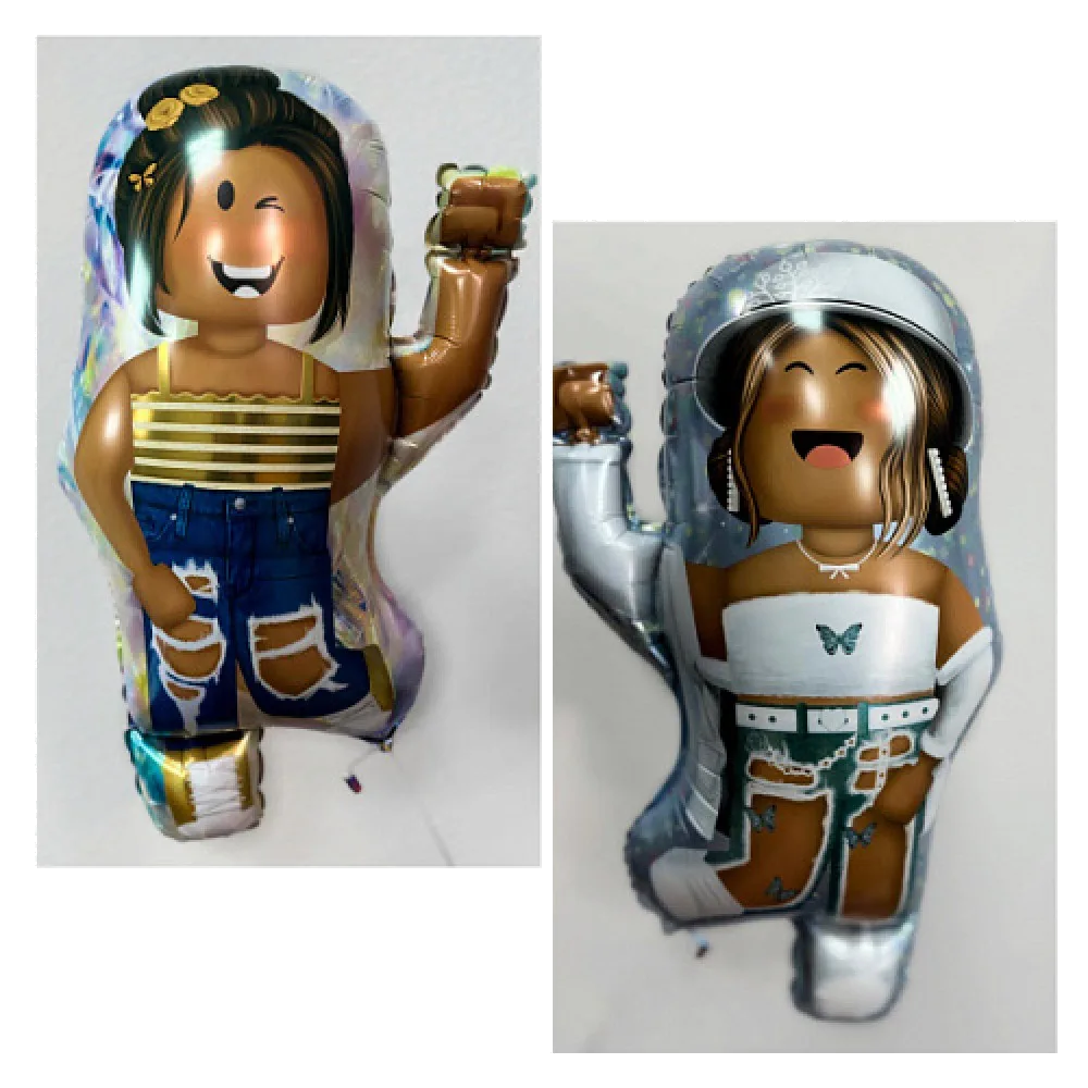 Шар: Шар (30"/76 см) Фигура, Блоки, Персонаж девочка роблокс, 2 стороны 1 шт.