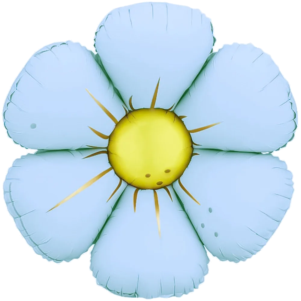 Шар: Шар (25''/64 см) Цветок, Ромашка (надув воздухом), Голубой, Сатин