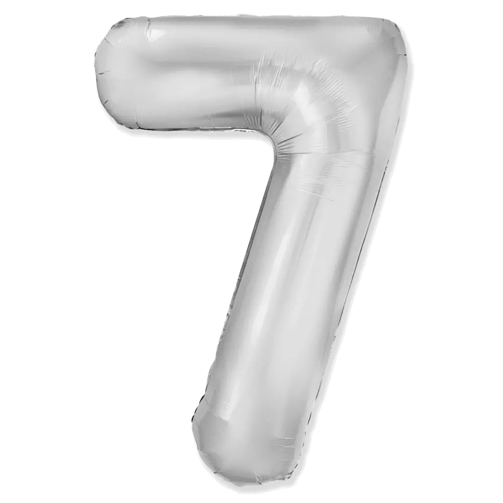 Шар Шар И (40''/102 см) Цифра, 7 Slim, Серебро, Цифра, 40"/102 см