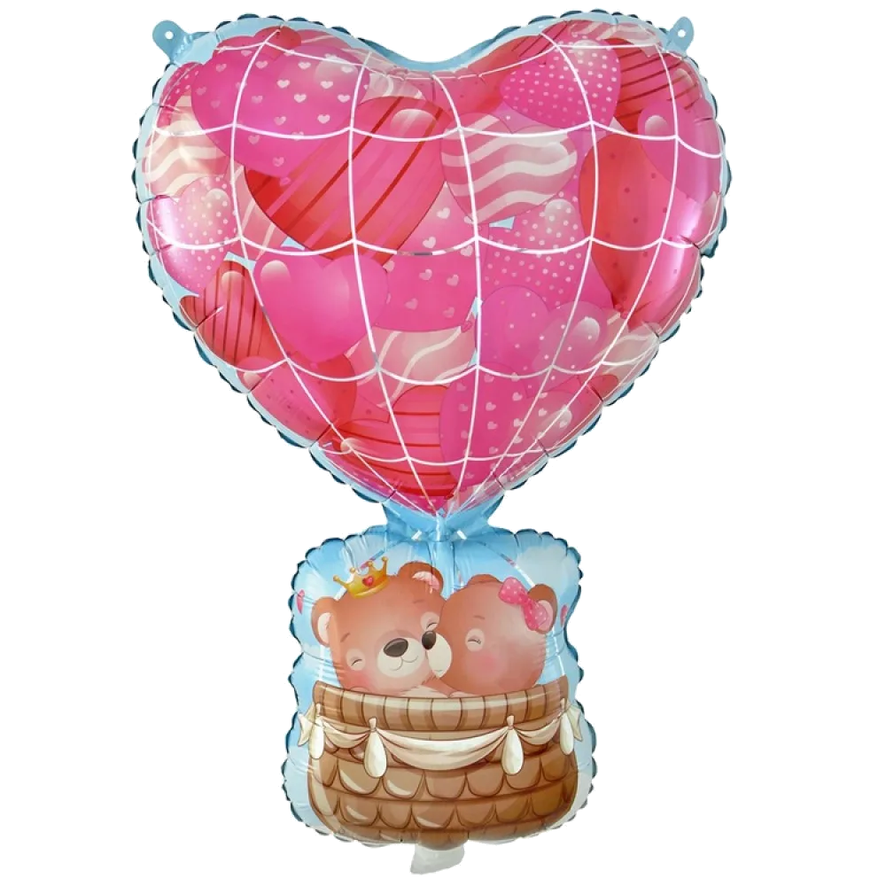 Шар: Шар (28''/71 см) Фигура Воздушный шар сердце с мишками
