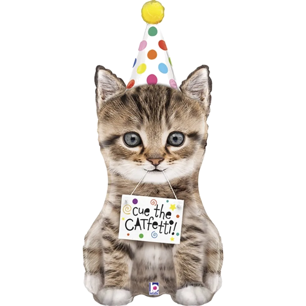 Шар: Шар (36''/91 см) Фигура, Котенок в колпаке, 1 шт. в уп. Betallic (Италия)3.5П