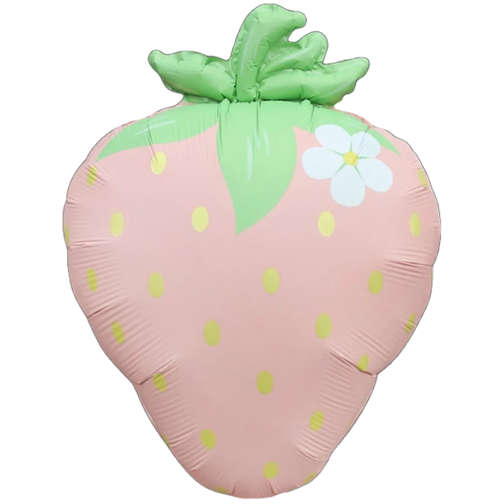 Шар: Шар (26''/66 см) Фигура, Клубника с цветком, Розовый, Сатин