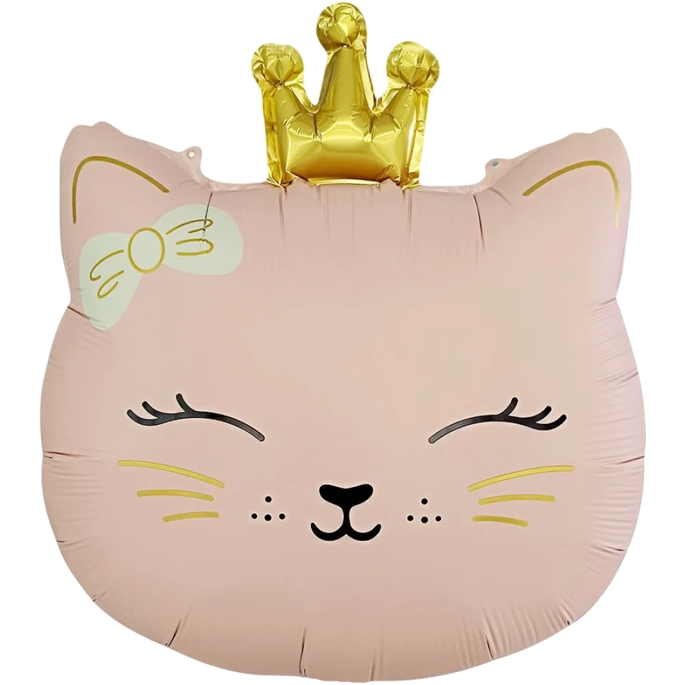 Шар: Шар (24''/61 см) Фигура, Кошечка Принцесса, Розовый, Сатин, 1 шт. в уп.