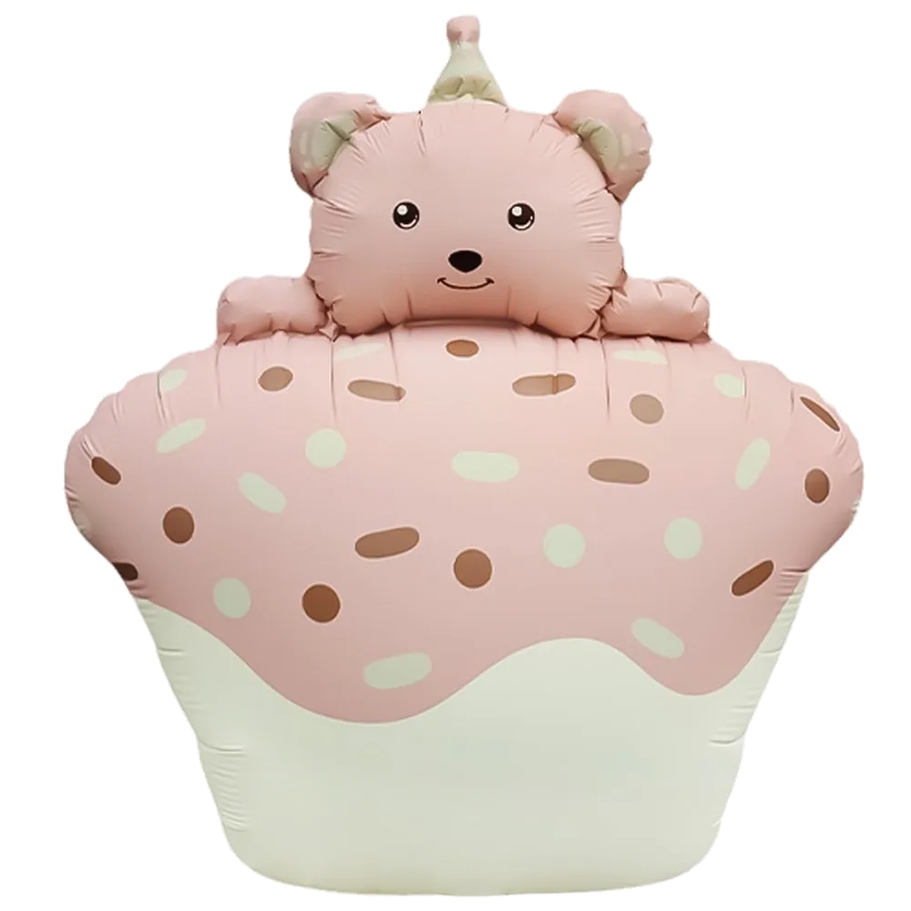 Шар: Шар (29''/74 см) Фигура, Кексик с медвежонком, Розовый, Сатин