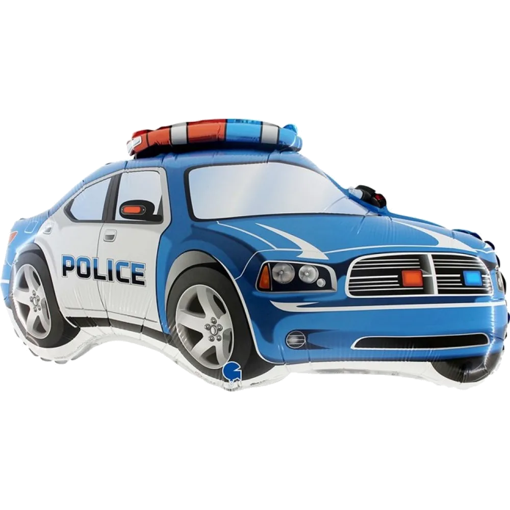 Шар: Шар (28''/71 см) Фигура, Полицейская машина, Синий, 1 шт. Grabo (Италия)