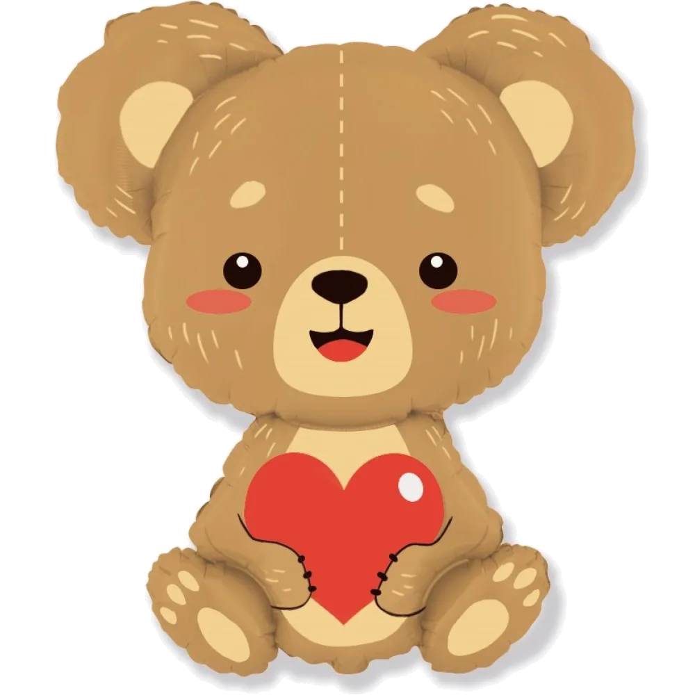 Шар: Шар (33''/84 см) Фигура, Плюшевый мишка с сердцем
