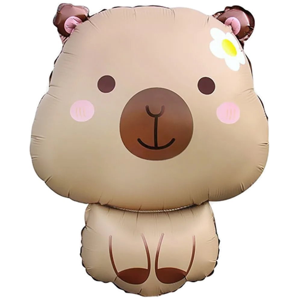 Шар: Шар (28''/71 см) Фигура, Капибара с ромашкой, Сатин, 1 шт. в уп.