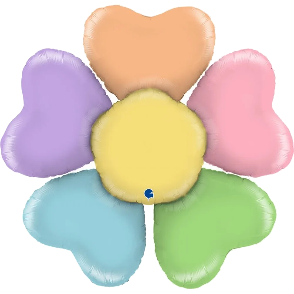 Шар: Шар (31''/79 см) Фигура Цветок, Лепестки Сердечки, Разноцветный