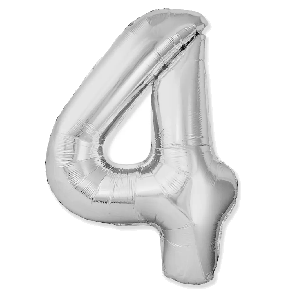 Шар Шар И (40''/102 см) Цифра, 4 Slim, Серебро, Цифра, 40"/102 см