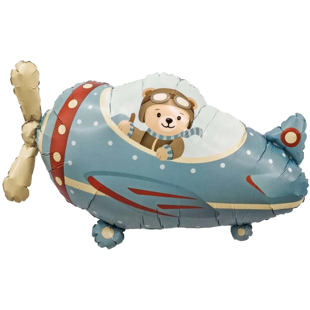 Шар: Шар (34''/86 см) Фигура, Самолет и мишка-пилот, 1 шт. в уп. Agura (Россия)2.7 П