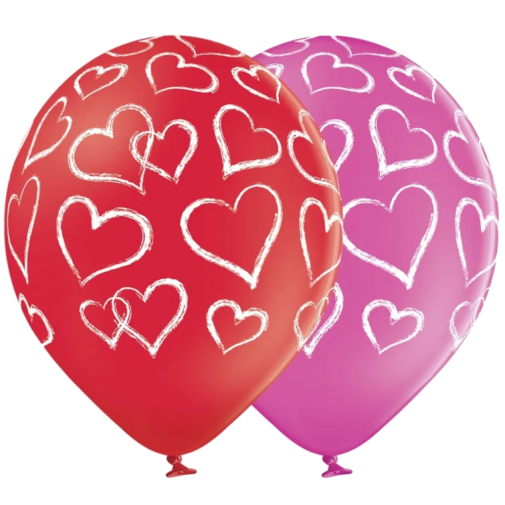 Шар: Шар (14"/36 см) Сердца мелом, 1 шт. Belbal (Бельгия)