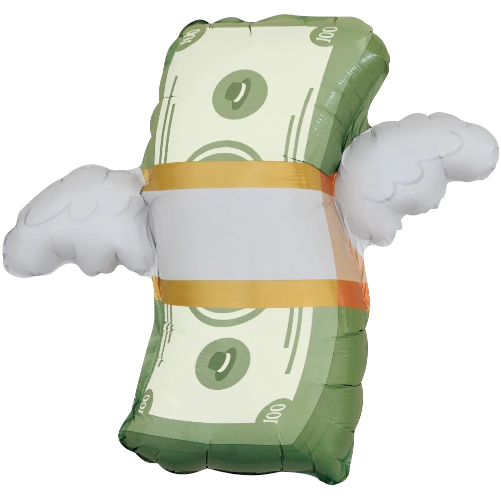 Шар: Шар (31''/79 см) Фигура, Деньги Доллар с крыльями