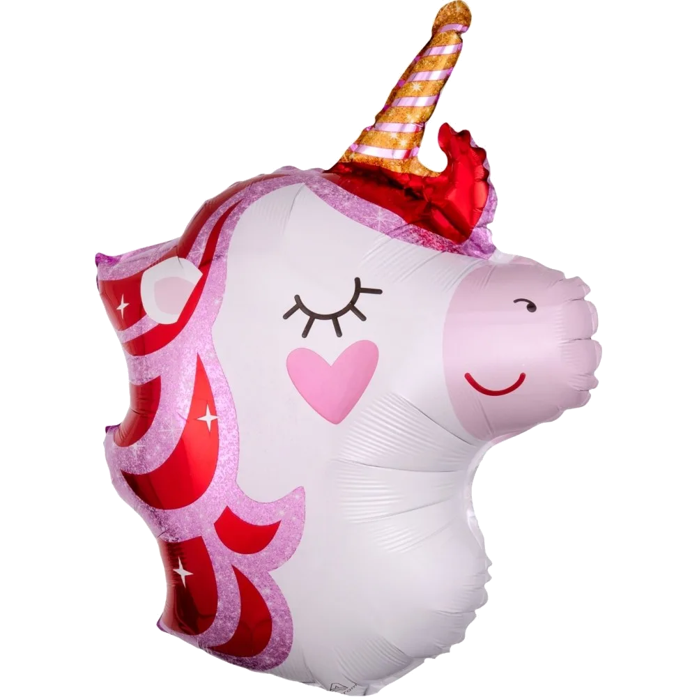 Шар: Шар (30''/76 см) Фигура, Голова, Нежный Единорог, Красный