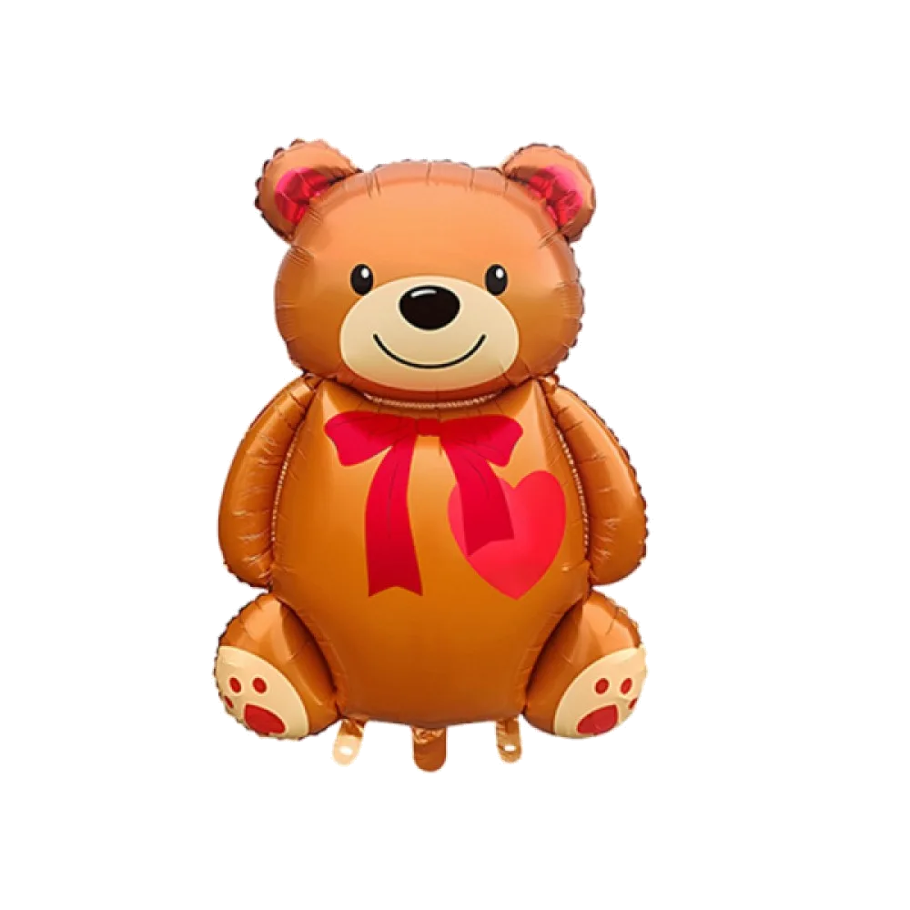 Шар: Шар (35"/89 см) Фигура, Медвежонок с бантиком, Коричневый, 1 шт. в уп.